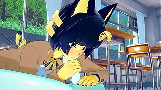 Anima Crossing Yaoi Furry Hentai 3D - Ankha (Boy) with MoonCat  blowjob and anal with creampie - Anime Manga Yiff