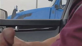 Trucker gives thumbs in voucher seeing cock