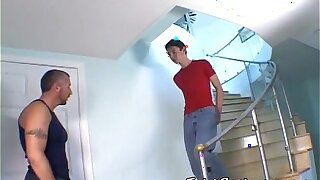 2 twinks swell up coupled with fuck first of all the staircase