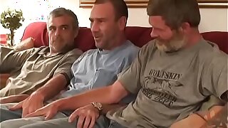 Hairy older men sucking dick and having fun in threesome